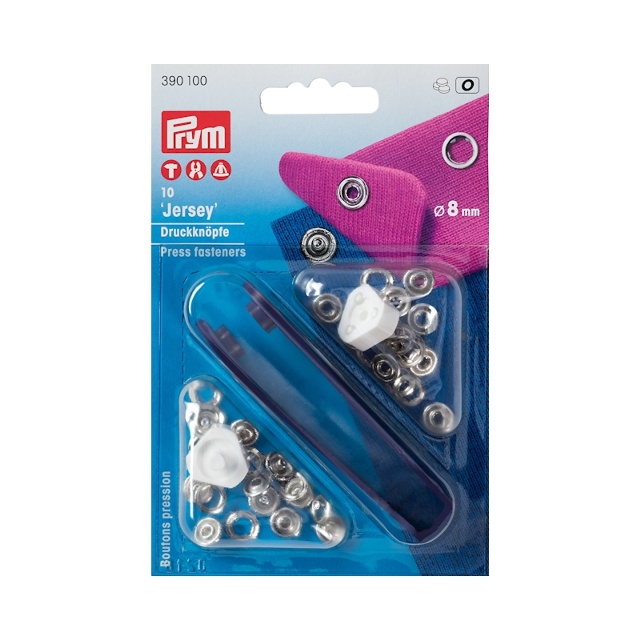 Jersey trycknapp 8 mm, slät silverfärgad