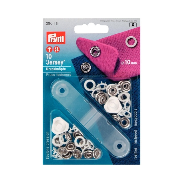 Jersey trycknapp 10 mm, vit