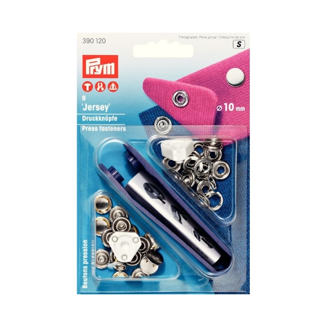 Jersey trycknapp 10 mm, slät silverfärgad