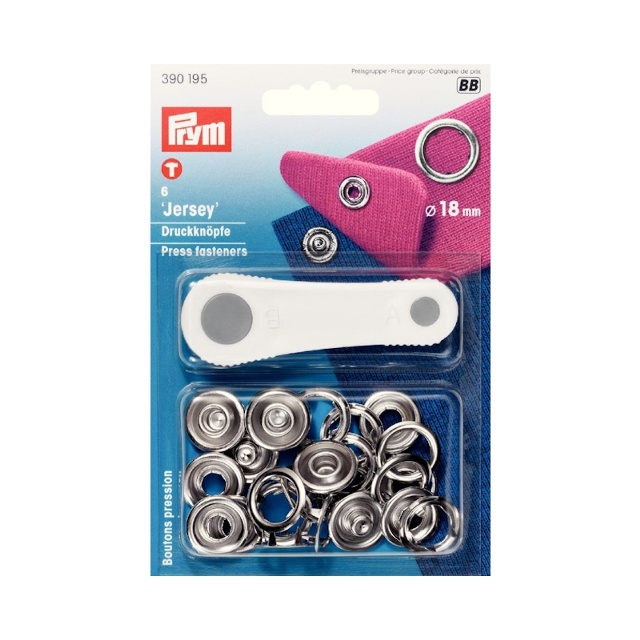 Jersey trycknapp 18 mm, silver