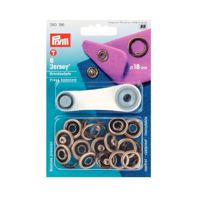 Jersey trycknapp 18 mm, mässing