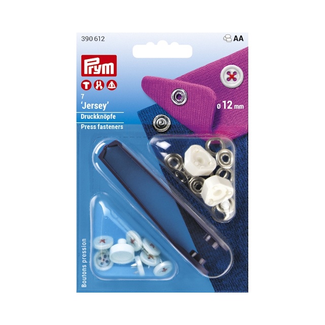 Jersey trycknapp 12 mm, med dekorknapp, röd