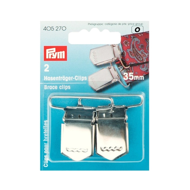 Hängselklämmor, 35 mm, silverfärgade