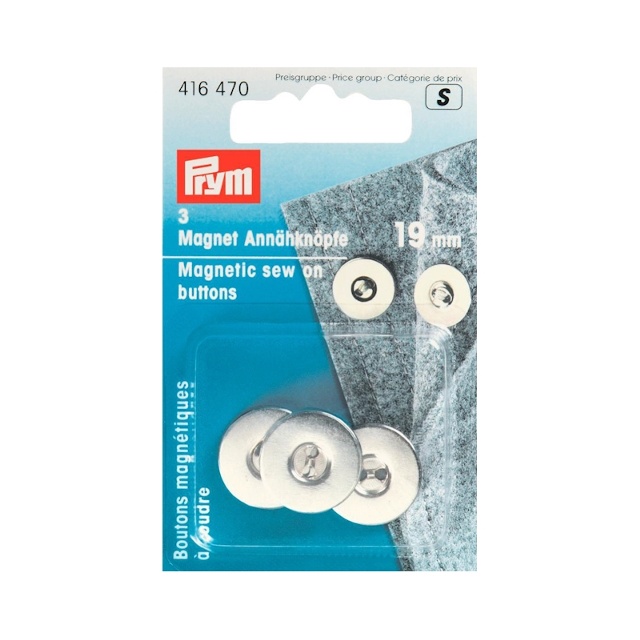Magnetiska påsydda knappar, 19 mm, silverfärgade