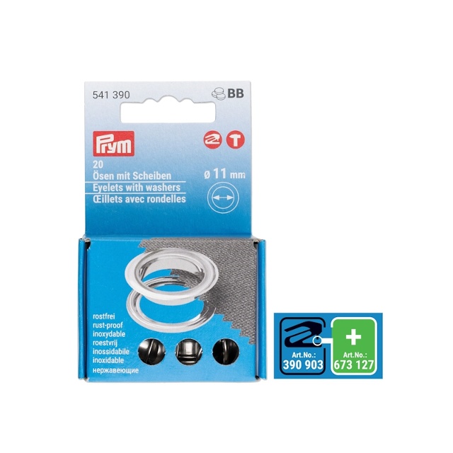 Öljetter med brickor, 11 mm, silverfärgade 20st