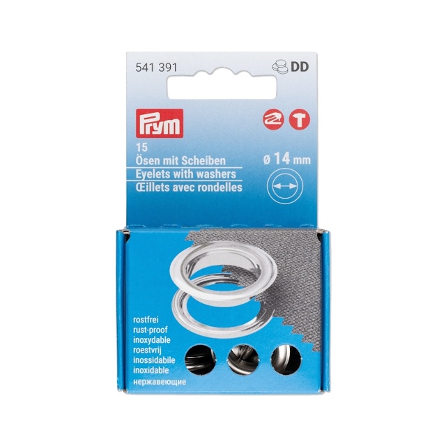 Öljetter med brickor, 14 mm, silverfärgade 15st