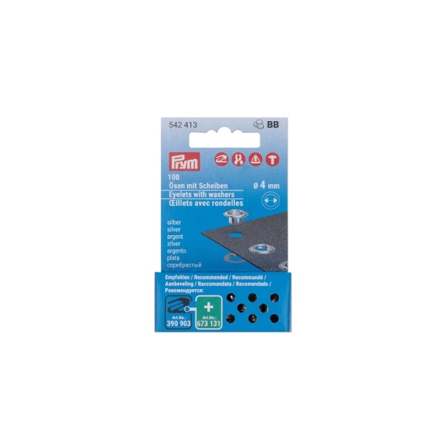 Öljetter med brickor, 4 mm, silverfärgade 100st