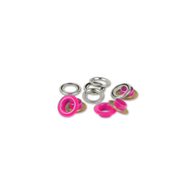 Öljetter med brickor, 8 mm, rosa 32st