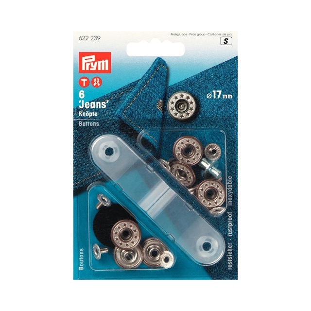 Jeansknappar, stjärnor, 17 mm, antik mässing-matt vit