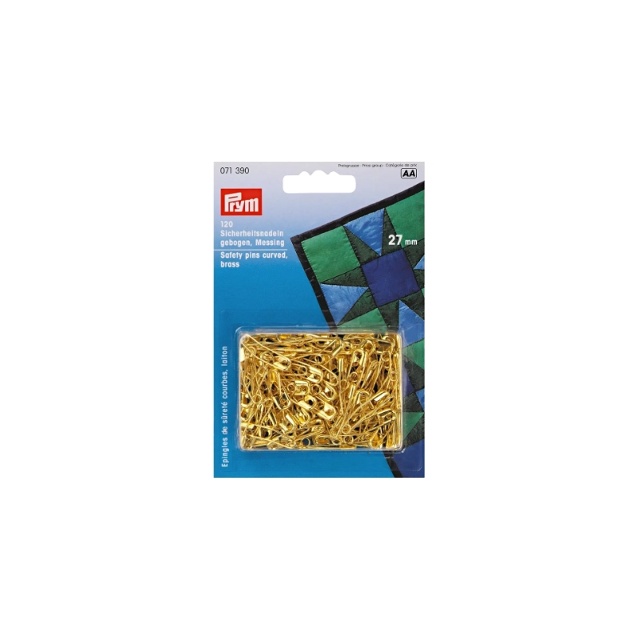 Säkerhetsnålar böjda, 27 mm, guldfärgade
