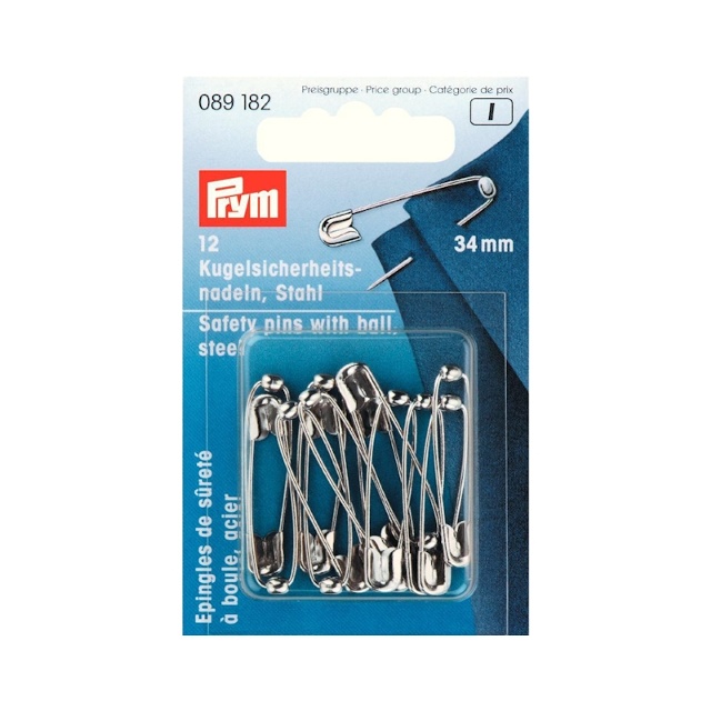 Säkerhetsnålar med boll, silverfärgade, 41mm, 10st