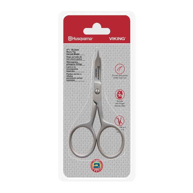 Böjd brodérsax med extra smal spets 10,2 cm. Husqvarna viking