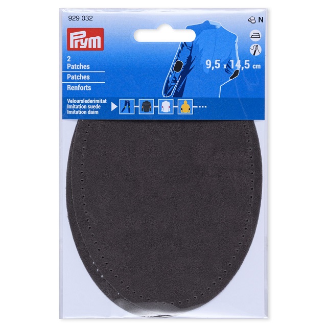 Prym Armbågslapp, mockaimitation, 9,5x14,5cm, grå