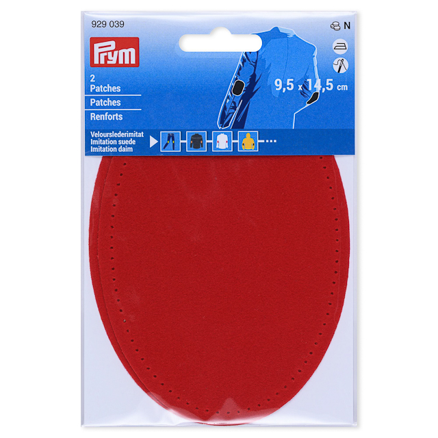 Prym Armbågslapp, mockaimitation, 9,5x14,5cm, röd