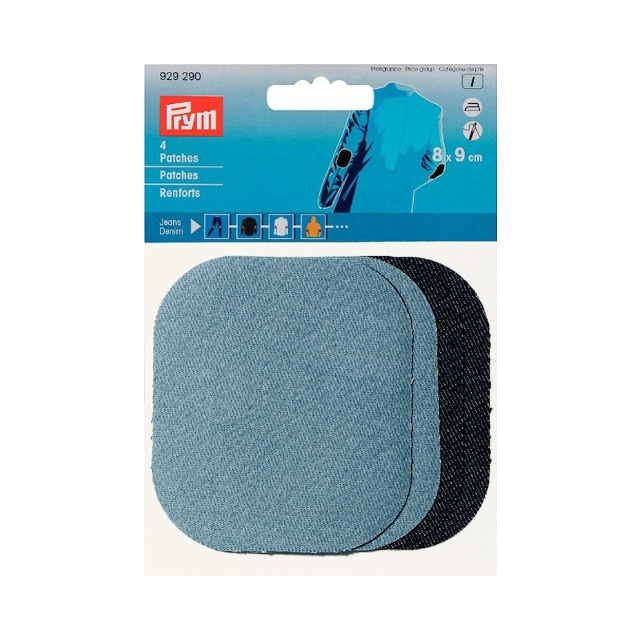 Jeanslappar, strykbara, 8 x 9 cm, svarta