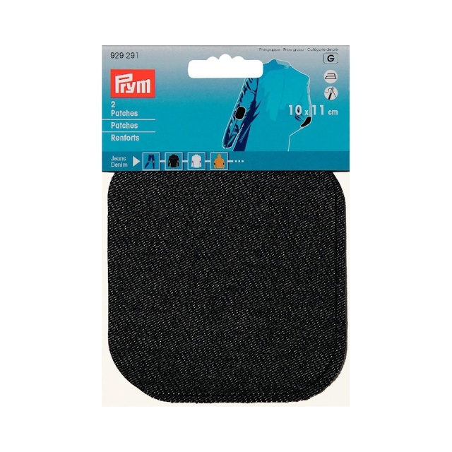 Jeanslappar, strykbara, 10 x 11 cm, svarta