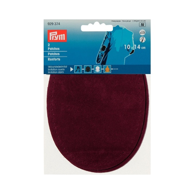 Armbågslappar, velourimitation, 10 x 14 cm, vinröd