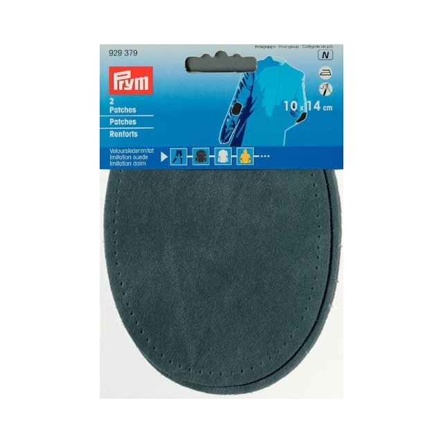 Armbågslappar, velourimitation, 10 x 14 cm, mellanblå