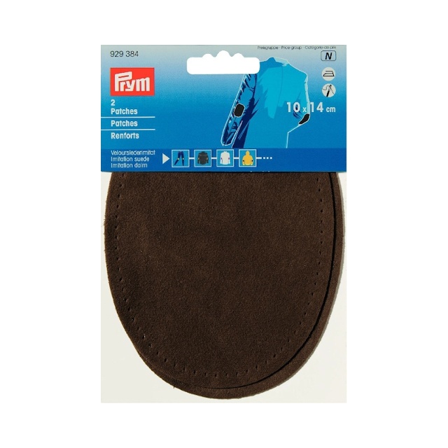 Armbågslappar, velourimitation, 10 x 14 cm, mellanbrun