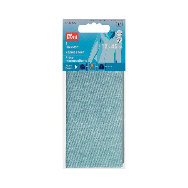 Laglapp för jeans, strykbar, 12 x 45 cm, ljusblå