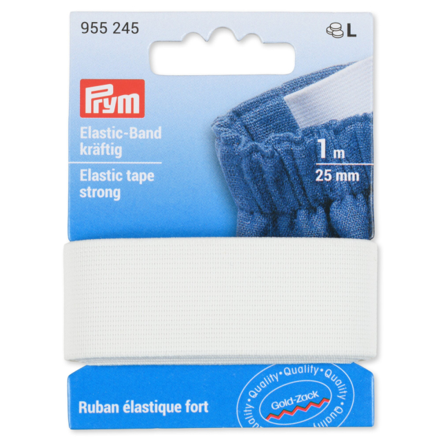 Prym Kraftig resår 25 mm - Vit, 1 meter