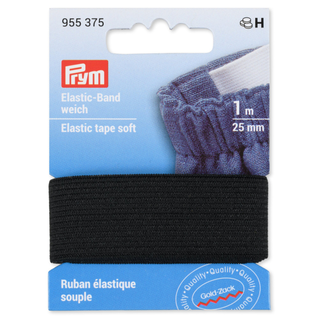Prym Mjuk Resår 25 mm - Svart, 1 meter