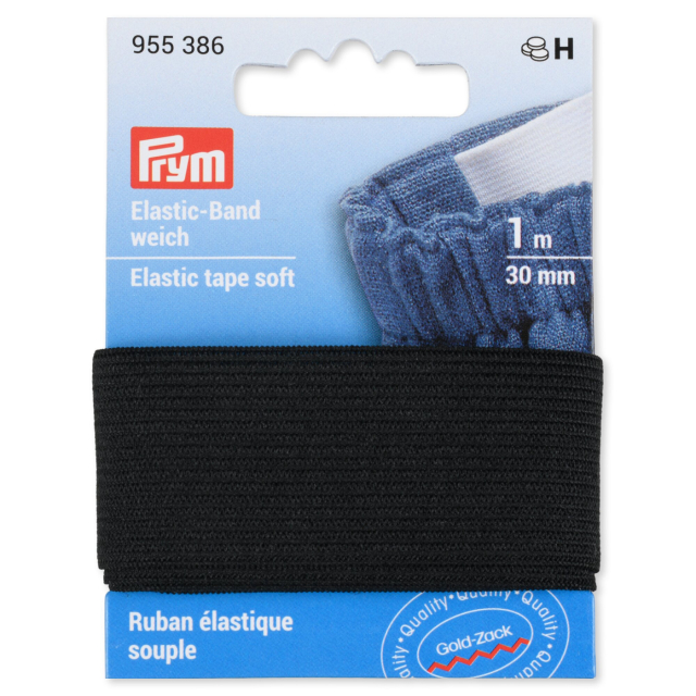 Prym Mjuk Resår 30 mm - Svart, 1 meter
