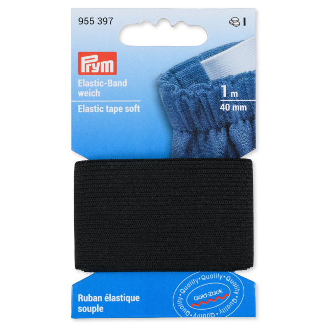 Prym Mjuk Resår 40 mm - Svart, 1 meter