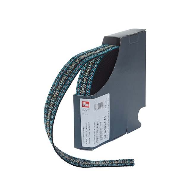 Resår, 25mm, mönster turkos