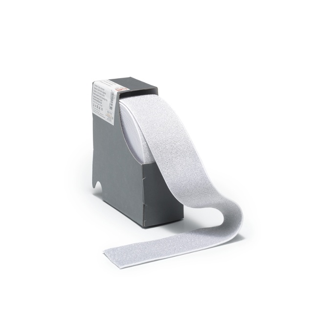 Resår, 50mm, vit-silver, 7m