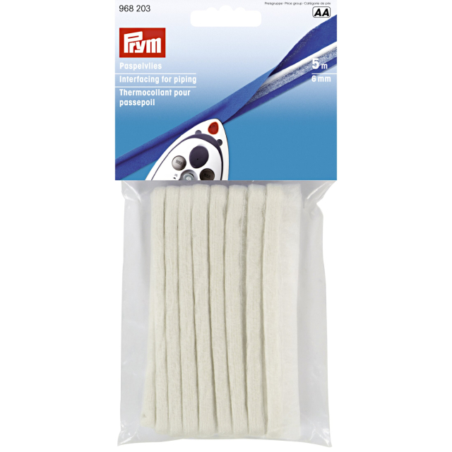 Prym Passpoalmellanlägg 6 mm - Vit, 5 meter