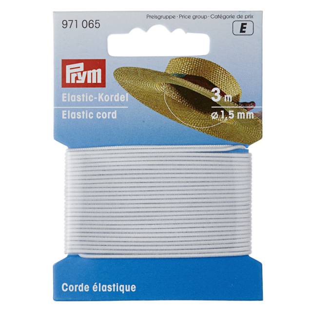 Prym Resårsnöre 1,5 mm - Vit, 3 m
