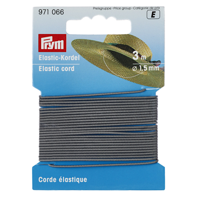 Prym Resårsnöre 1,5 mm - Grå, 3 m