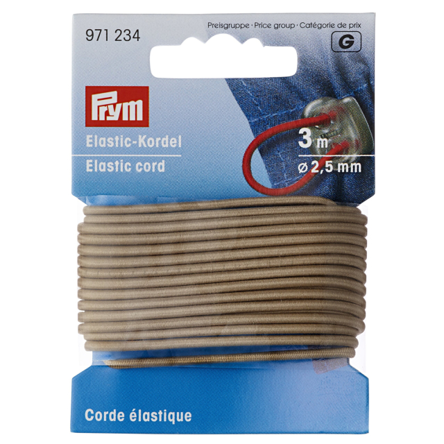 Prym Resårsnodd 2,5 mm - Beige, 3 meter