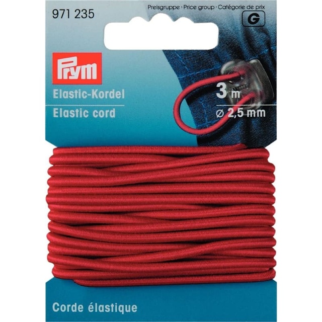 Resårsnöre 3m 2,5mm röd