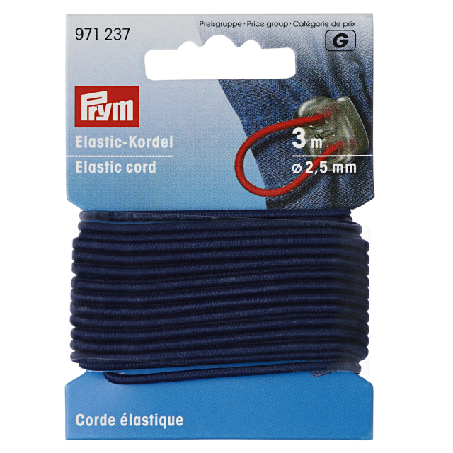 Prym Resårsnodd 2,5 mm - Marinblå, 3 meter