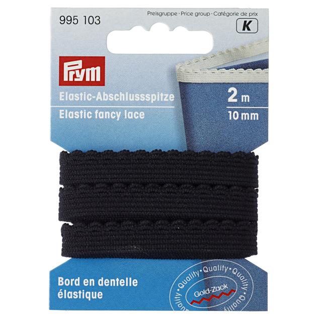 Prym Spetsresår 10 mm - Svart, 2 meter