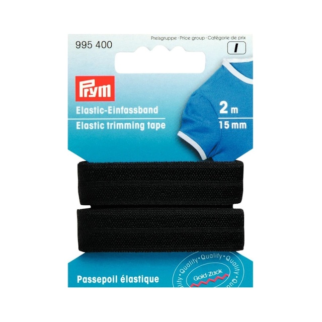 Elastisk vikresår, 15mm, svart, 2m