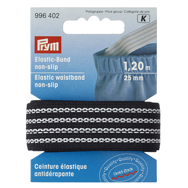Prym Halkfri Midjeresår 25 mm - Svart, 1,2 meter