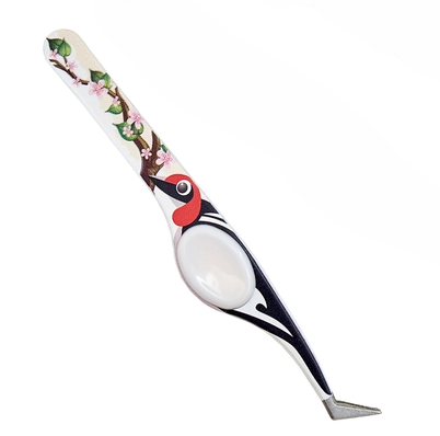 Pincett 12 cm Fågelmotiv Vit
