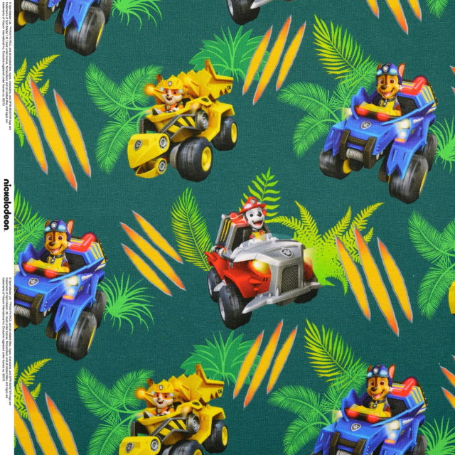 Trikåtyg Paw Patrol - Grön botten