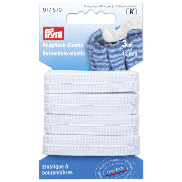 Prym Knapphålsresår 12 mm - Vit, 3 meter