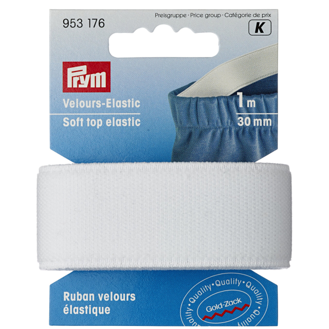Prym Mjuk Resår 30 mm - Vit, 1 m