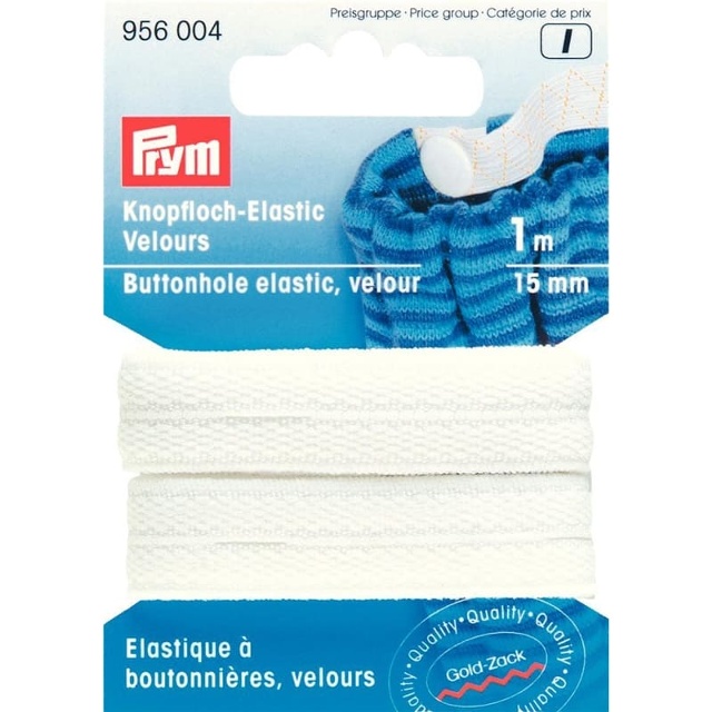 Velour knappresår 1m 15mm vit