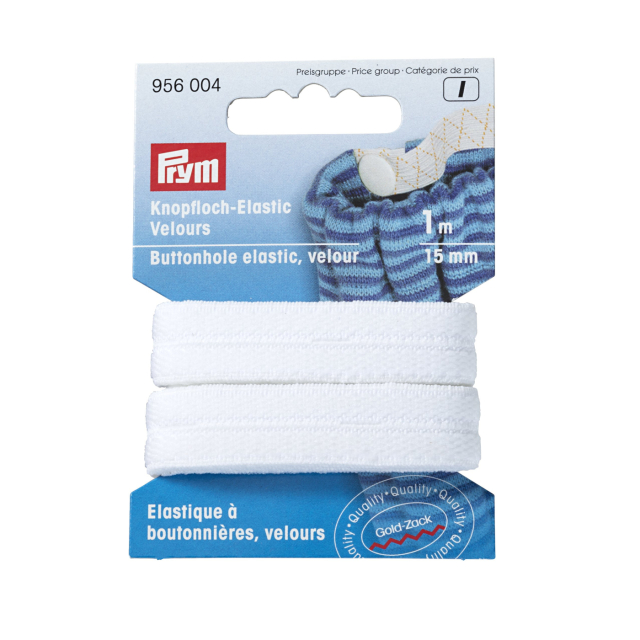 Prym Mjuk Knapphålsresår 15 mm - Vit, 1 m