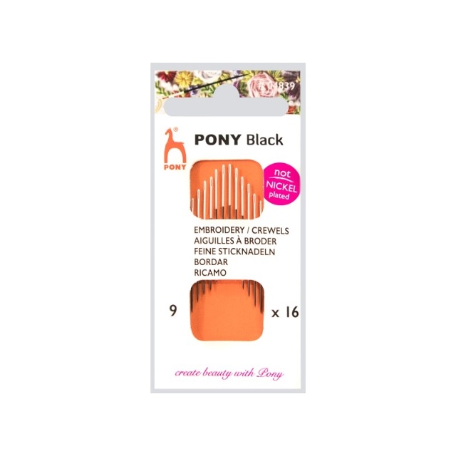 Pony Black Broderinålar 9