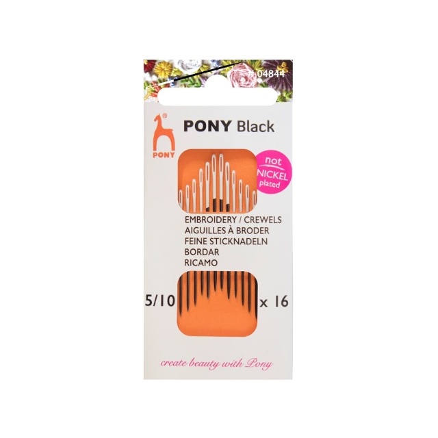 Pony Black Broderinålar 5-10