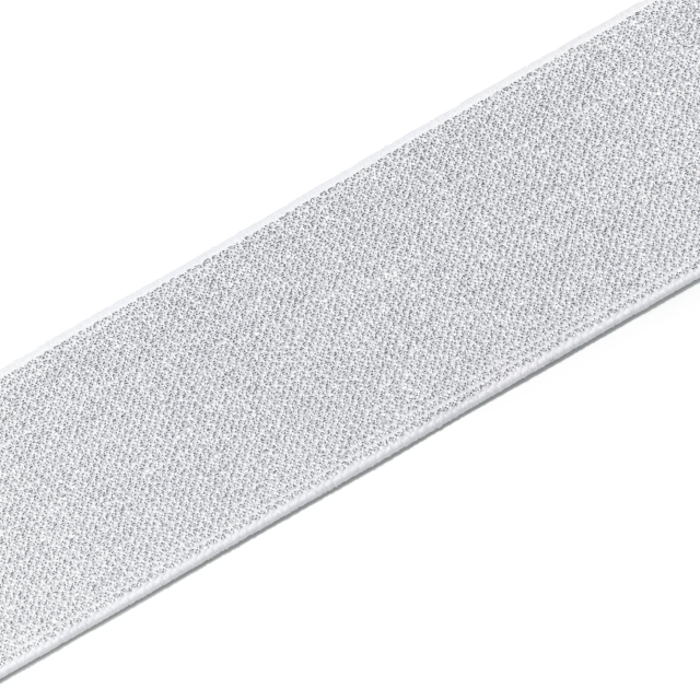 Prym Color Elastic 50 mm - Vit/Silver, Metervara