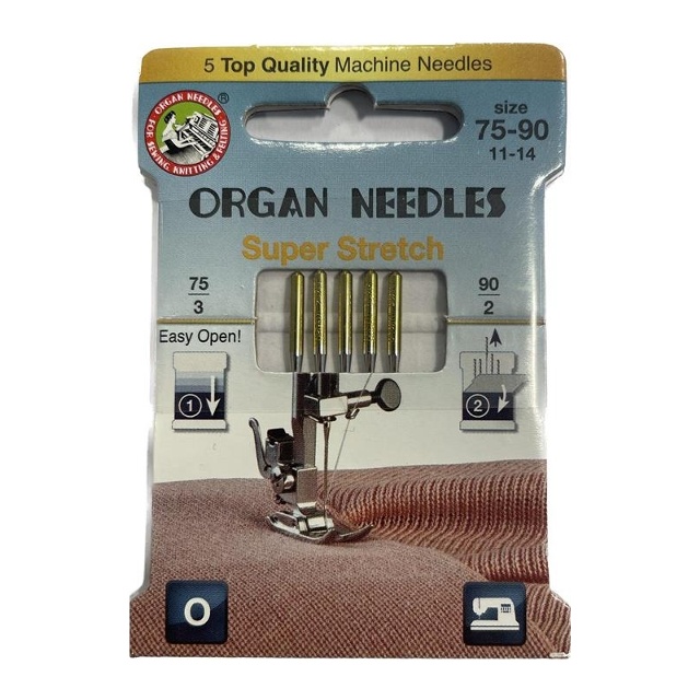 Organ Super Stretch Nålar 75-90 - För elastiska tyger (5-pack)